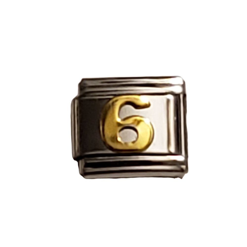 Italian Charm Bracelet Alphabet Letter Link - NUMBER "6"